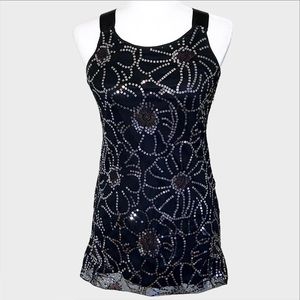 W Girl Sequined Ribbon Strap Bow Back Tank Top